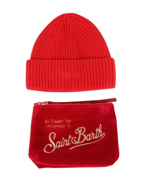 MC2 Saint Barth ribbed velvet beanie pouch (set of two) - Red