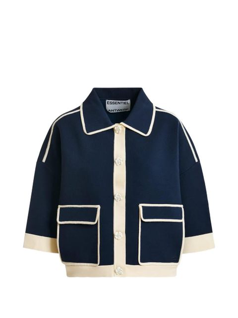 Essentiel Antwerp contrast-trim cardigan - Blue - zdjęcie produktu nr 1