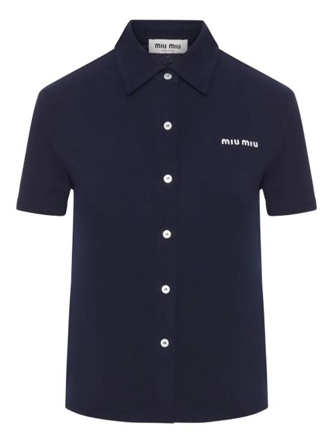 Miu Miu short-sleeve logo top - Blue - zdjęcie produktu nr 1