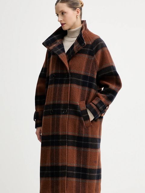 Sessun płaszcz z dodatkiem wełny kolor brązowy 25112023