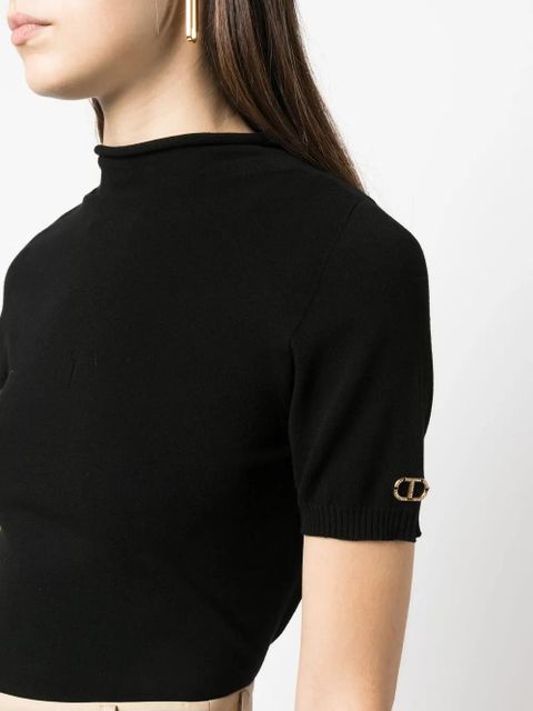 TWINSET logo-plaque high-neck jumper - Black