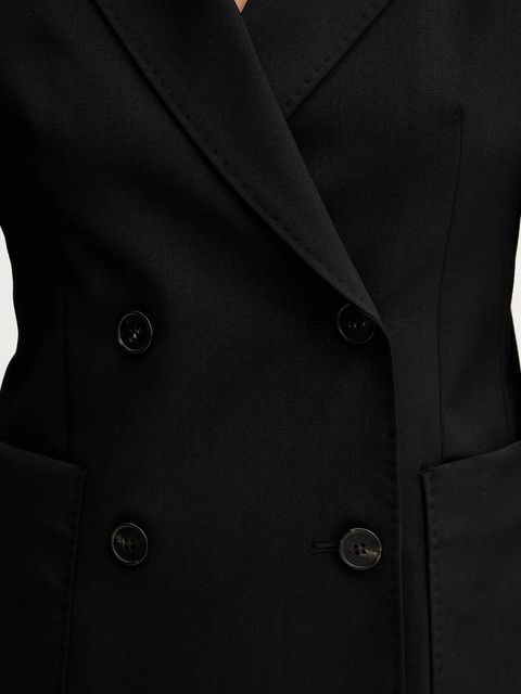 Weekend Max Mara marynarka wełniana ORNATI kolor czarny dwurzędowa gładka 2525046012600