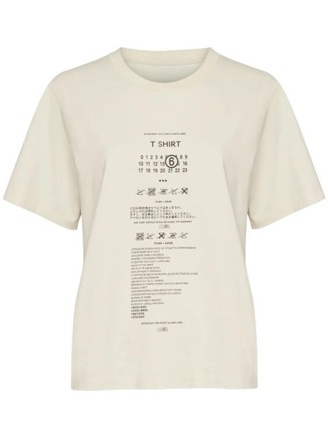 MM6 Maison Margiela Care Label-print cotton T-shirt - Neutrals - zdjęcie produktu nr 1