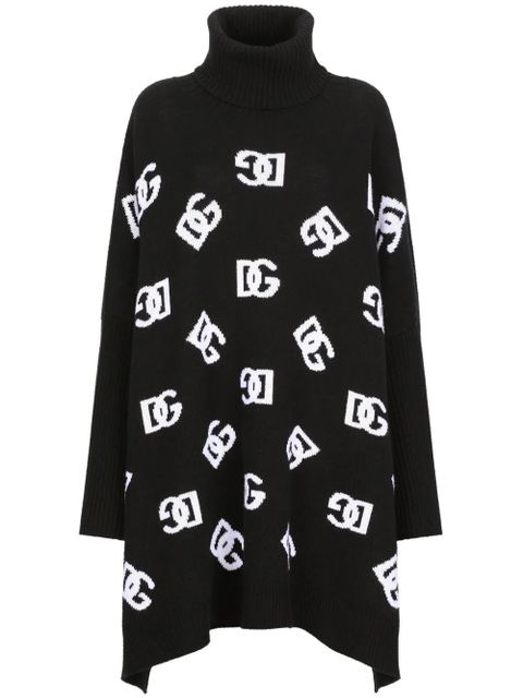 Dolce & Gabbana logo-jacquard roll-neck poncho - Black - zdjęcie produktu nr 1