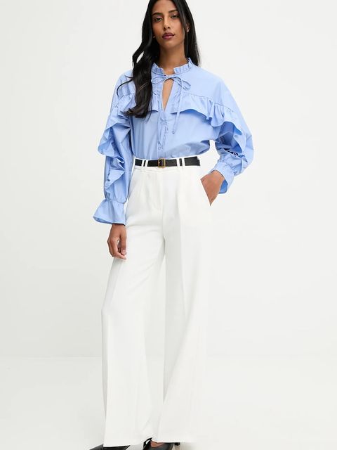 Answear.LAB koszula damska kolor niebieski relaxed z wiązanym dekoltem - zdjęcie produktu nr 2