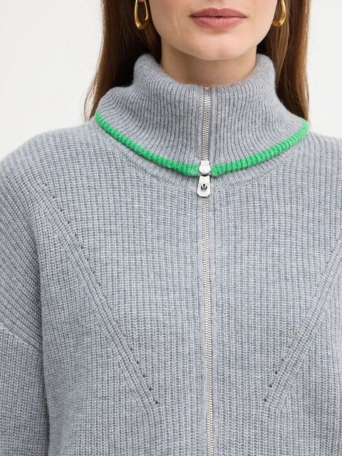 Pinko sweter z dodatkiem wełny damski kolor szary z półgolfem 105448 A2Q9