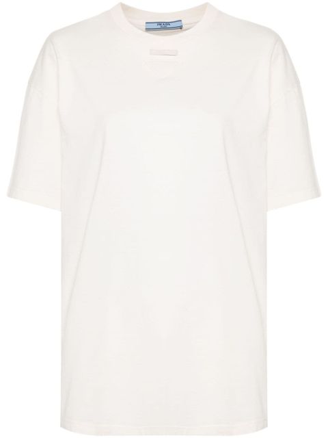 Prada embroidered triangle-logo T-shirt - Neutrals - zdjęcie produktu nr 1