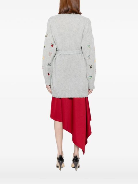 LOEWE animal-embroidered cardigan - Grey