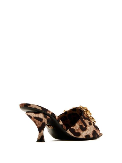 Dolce & Gabbana leopard jewelled sandals - Brown