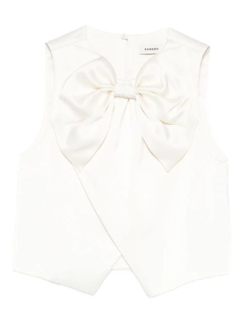 SANDRO bow satin top - Neutrals - zdjęcie produktu nr 1