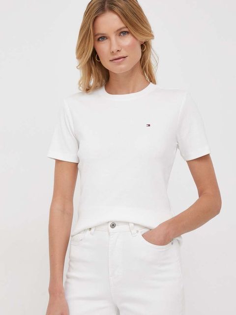 Tommy Hilfiger t-shirt bawełniany damski kolor biały WW0WW40587 - zdjęcie produktu nr 2