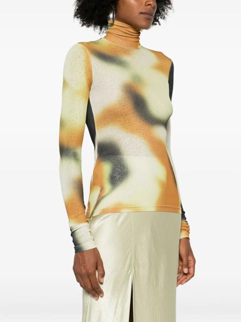 Nanushka smudged graffiti-print top - Yellow