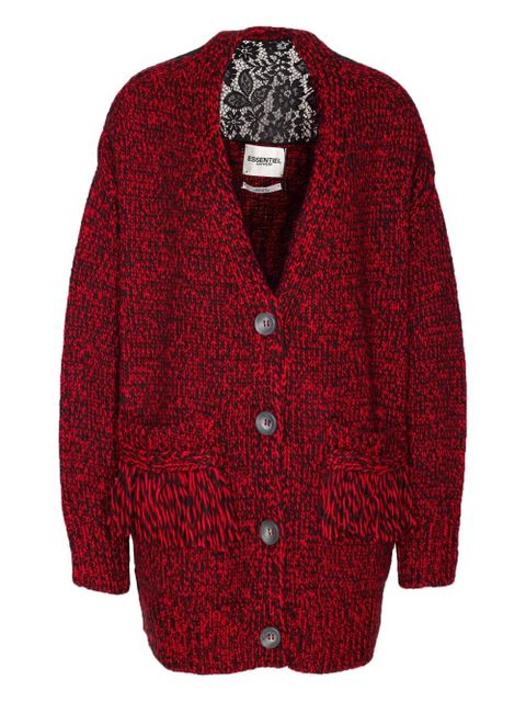 Essentiel Antwerp lace-insert button cardigan - Red - zdjęcie produktu nr 1