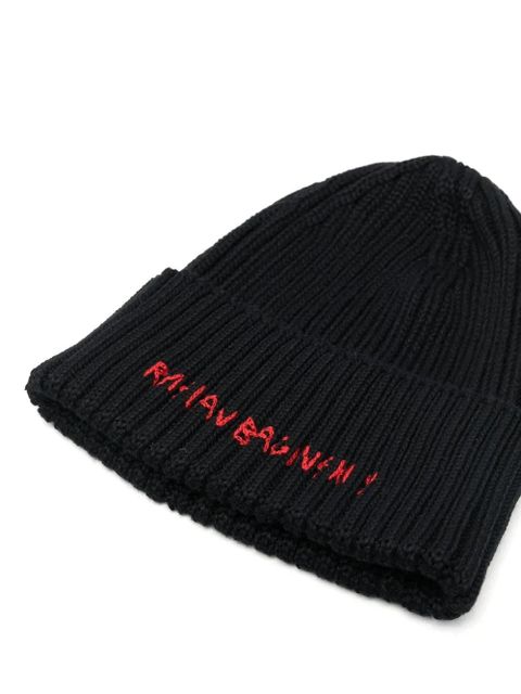 Ruslan Baginskiy embroidered-logo knitted beanie - Black - zdjęcie produktu nr 2