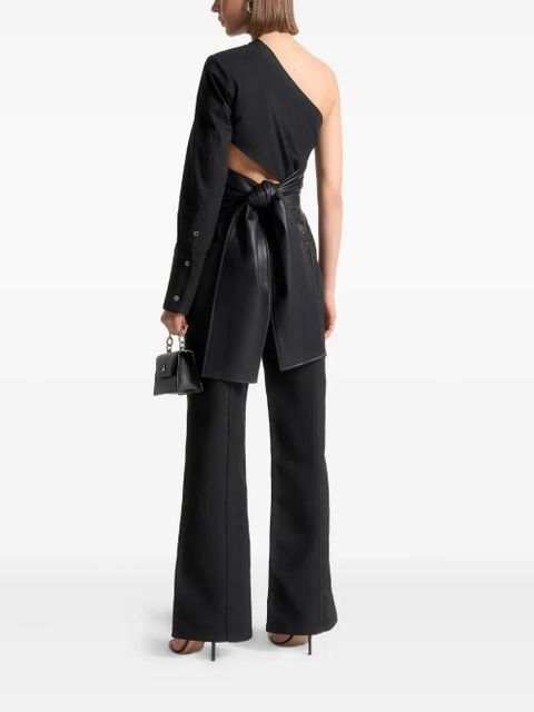 Manière De Voir Coralie one-sleeve leather wrap top - Black - zdjęcie produktu nr 2