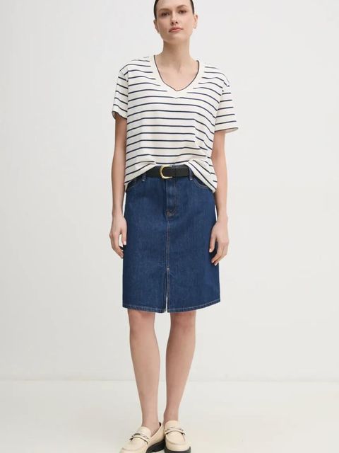 Tommy Hilfiger spódnica jeansowa kolor granatowy mini prosta WW0WW44390 - zdjęcie produktu nr 2