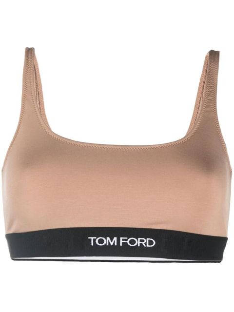 TOM FORD logo-trim stretch bralette - Neutrals - zdjęcie produktu nr 1