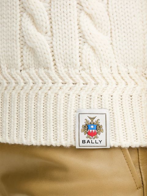 Bally sweter wełniany damski kolor beżowy ciepły WKN0BG