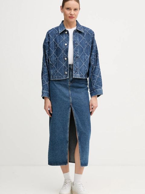 Calvin Klein Jeans kurtka jeansowa kolor niebieski przejściowa oversize LV047D749G