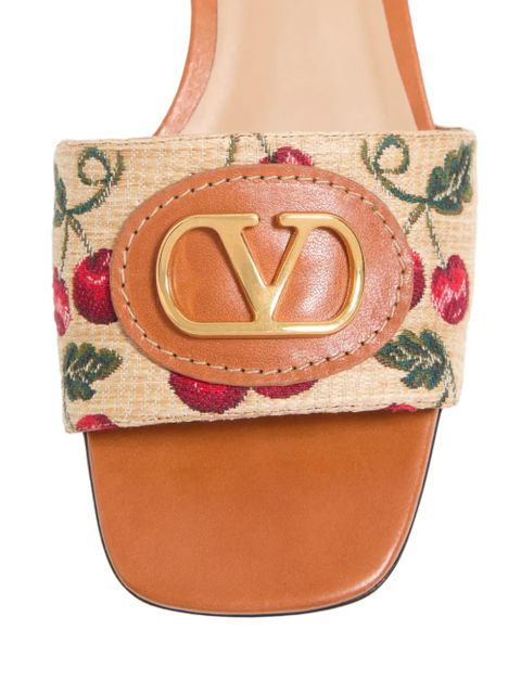 Valentino Garavani 20mm VLogo Signature Cherryfic-motif sandals - Neutrals