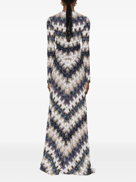 Missoni zigzag-pattern V-neck maxi dress - Blue