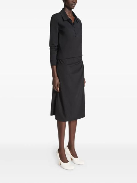 DRIES VAN NOTEN draped button-detail midi skirt - Black