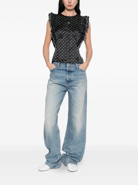 Self-Portrait ruffled polka-dot top - Black - zdjęcie produktu nr 2