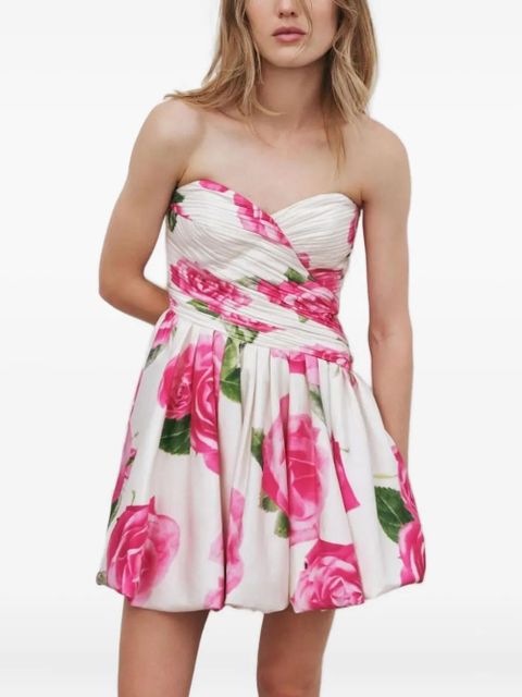 Aje Olea floral strapless mini dress - White