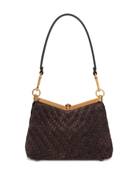 ETRO small woven-suede shoulder bag - Brown