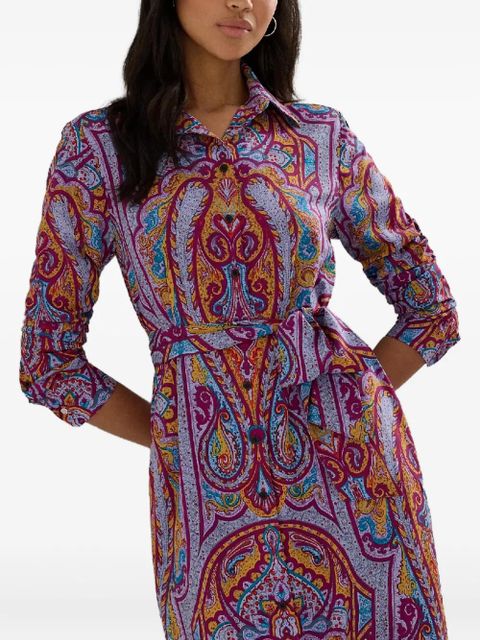 Lauren Ralph Lauren paisley-pattern buttoned shirt midi dress - Purple