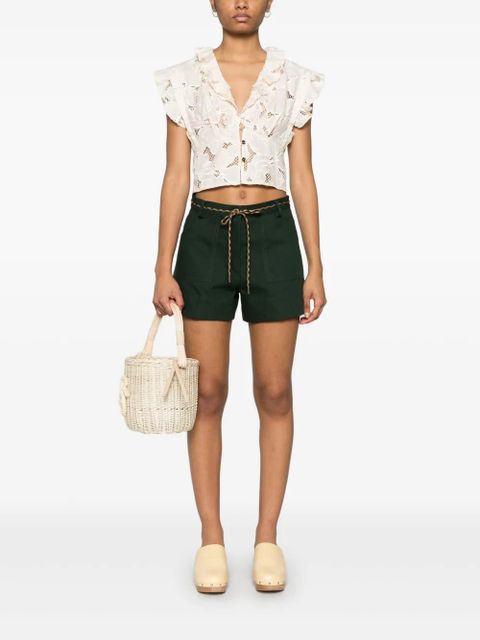 SANDRO embroidered crop top - Neutrals