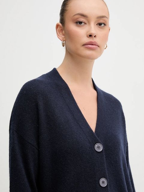 United Colors of Benetton kardigan z dodatkiem wełny damski kolor granatowy 126WD604Z