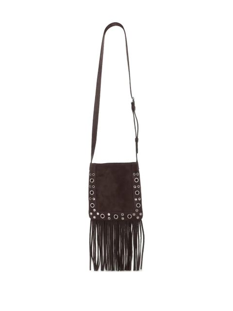 Valentino Garavani mirror-embellished fringe-trim shoulder bag - Brown