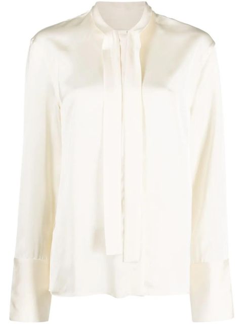 Jil Sander satin-finish tie-neck blouse - Neutrals - zdjęcie produktu nr 1