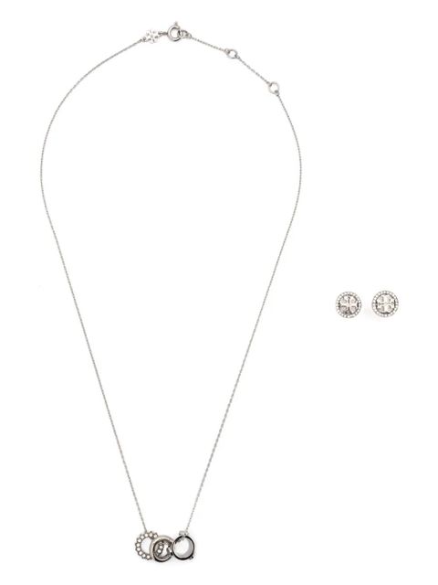 Tory Burch Miller crystal-embellished necklace and earring set - Silver - zdjęcie produktu nr 1