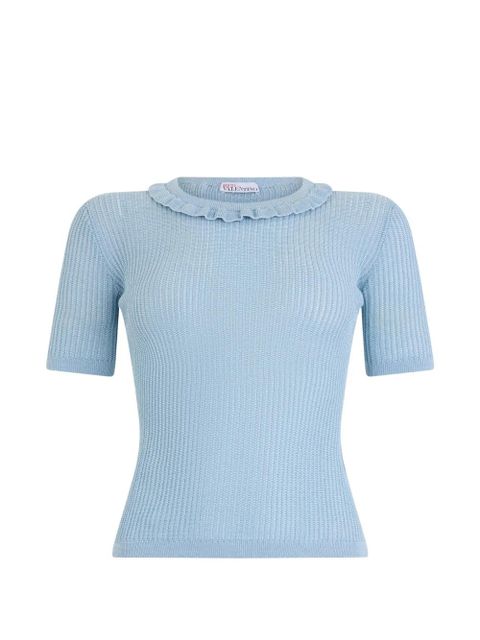 Valentino Garavani ruffled-neck long-sleeve sweater - Blue - zdjęcie produktu nr 1