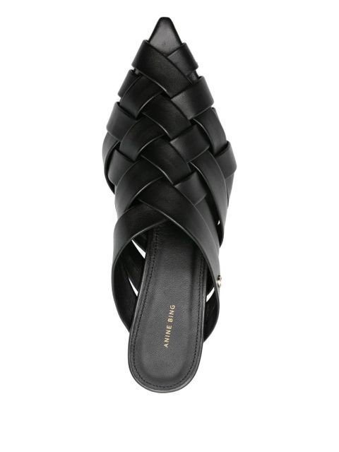ANINE BING 55mm Eve woven leather mules - Black
