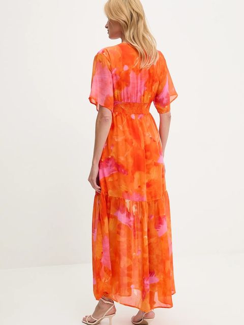 Answear.LAB sukienka kolor pomarańczowy midi rozkloszowana