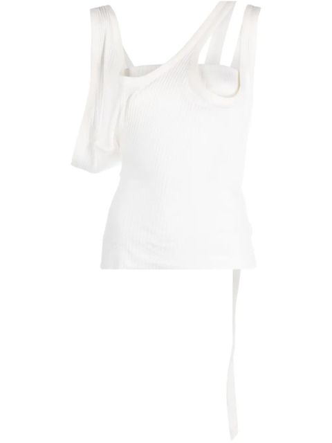 The Attico asymmetric ribbed top - White - zdjęcie produktu nr 1