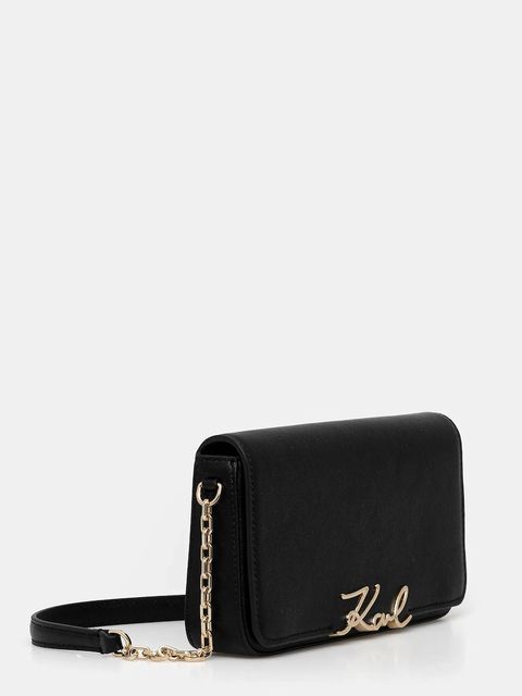 Karl Lagerfeld torebka skórzana K/SIGNATURE kolor czarny B1W32037