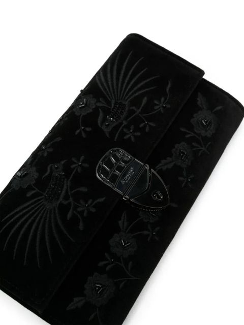 Aspinal Of London Mayfair floral-embroidered clutch - Black