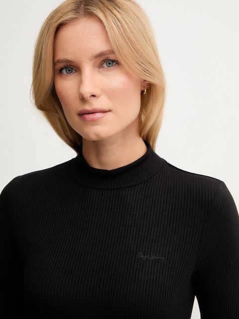 Pepe Jeans longsleeve kolor czarny z półgolfem PL5000042