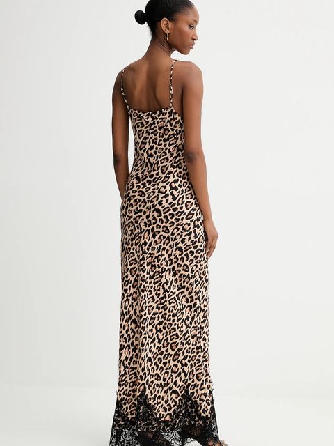 Never Fully Dressed sukienka kolor brązowy maxi prosta