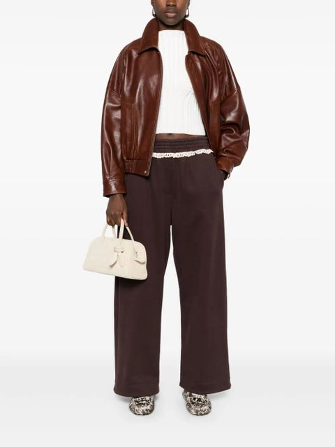 Magda Butrym lace-detail cotton track pants - Brown