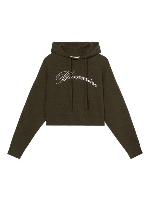 Blumarine cropped logo-embellished hoodie - Green - zdjęcie produktu nr 1