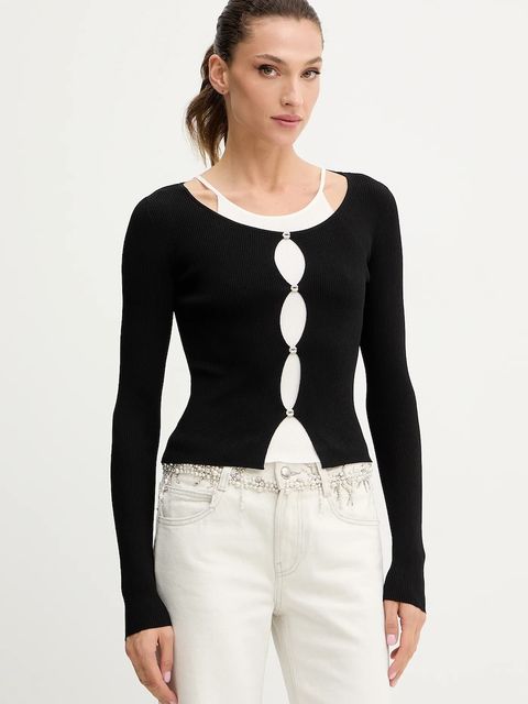 Miss Sixty sweter z domieszką jedwabiu damskie kolor czarny lekki 6S2RJ22900 - zdjęcie produktu nr 1