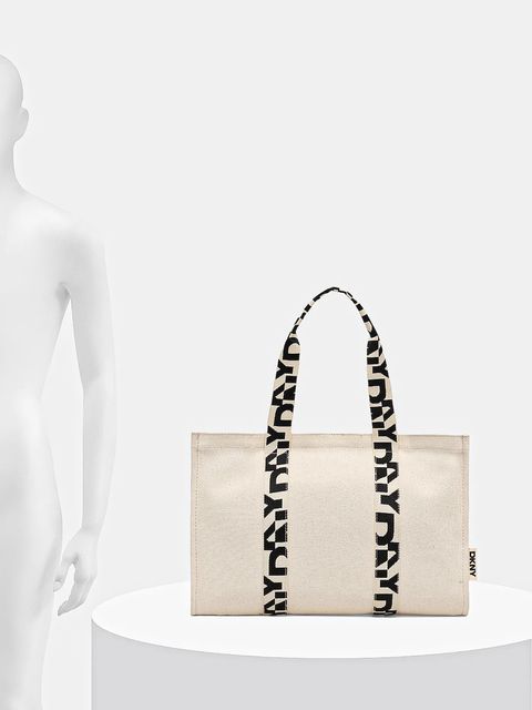 Dkny torebka bawełniana kolor beżowy R54AGO39