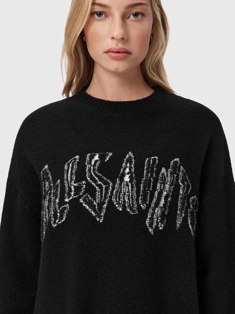 AllSaints sweter z dodatkiem wełny damski kolor czarny W071KD