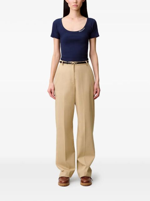 Claudie Pierlot embroidered-logo ribbed T-shirt - Blue - zdjęcie produktu nr 2