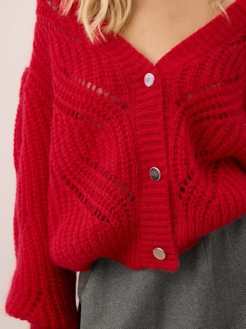 Bizuu kardigan z wełną CLARA damski kolor czerwony CLARA CZERWONY